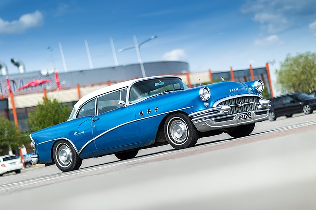 modrý oldtimer